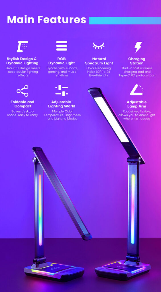 Yeslamp Ace RGB Dynamic 4in1 Adjustable Natural Spectrum LED Desk